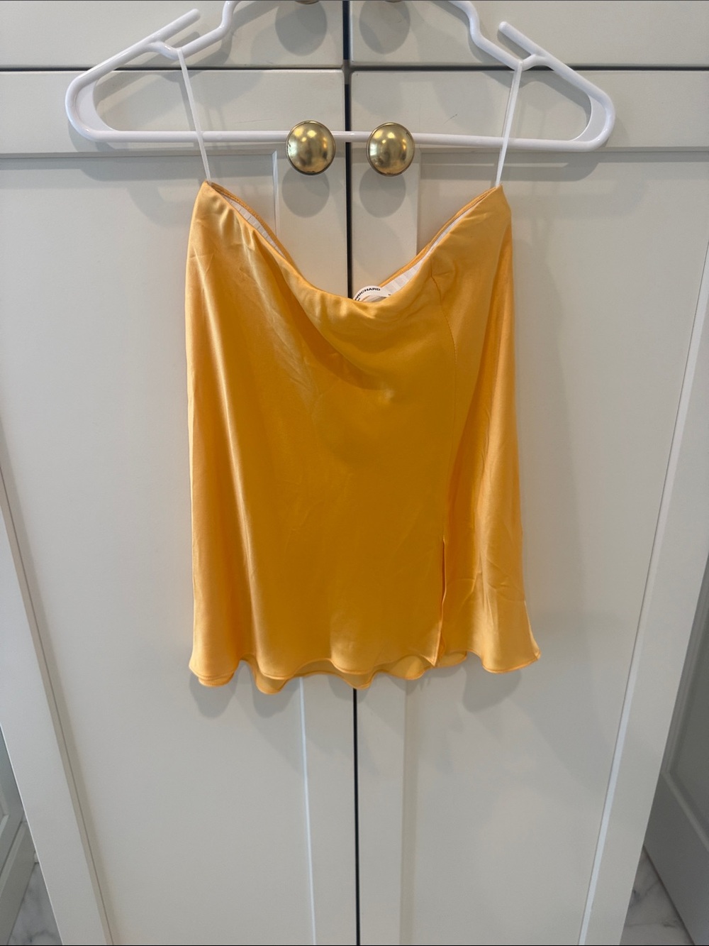 Amanda Uprichard Yellow Satin Mini Slip Skirt